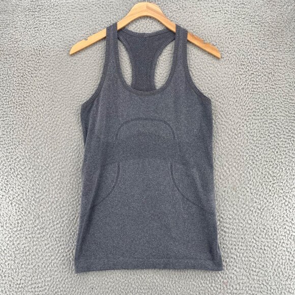 Lululemon Run Swiftly Tech Racerback Heathered Black Top Womens 6 Active Stretch - Picture 1 of 9